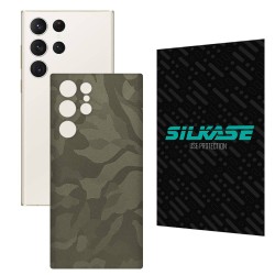 Folie skin SILKASE pentru Samsung Galaxy S23 Ultra, camo verde, protectie spate telefon