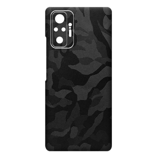 Folie Skin SILKASE pentru Xiaomi Redmi Note 10 Pro, camo negru, protectie spate telefon (Redmi Note 10 Pro, S0336) by www.silkase.ro