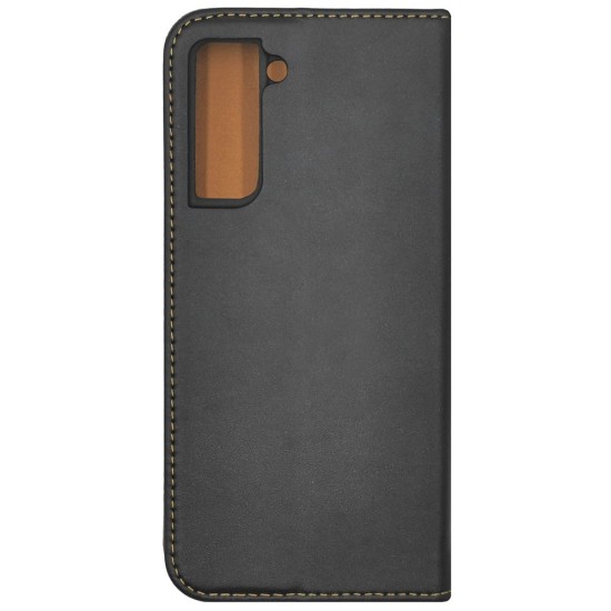 Husa Flip SILKASE pentru Samsung S21, imitatie piele, culoare negru (Telefoane Samsung, H1218) by www.silkase.ro