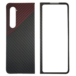 Husa fibra de carbon SILKASE pentru Samsung Z Fold 3, aramid kevlar, negru/rosu Husa fibra de carbon SILKASE pentru Samsung Z Fold 3, aramid kevlar, negru/rosu
