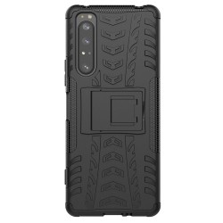 Husa SILKASE pentru Sony Xperia 1 II, Armor Stand, plastic/cauciuc, negru
