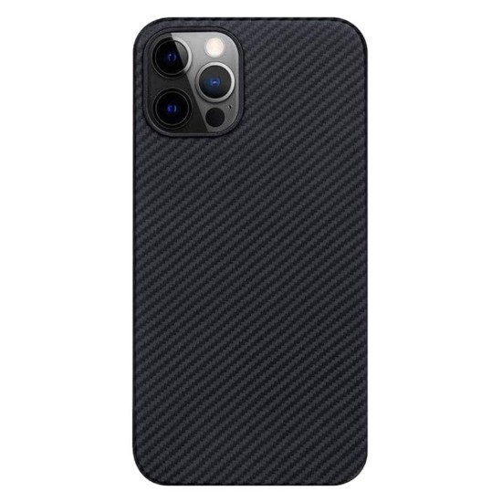 Husa fibra de carbon Magsafe SILKASE pentru Apple iPhone 12/ 12 Pro, aramid kevlar, metal camera, culoare negru (iPhone 12 Pro, H1393) by www.silkase.ro