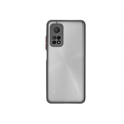 Husa SILKASE pentru Xiami Mi 10T/ 10T Pro, protectie camera, plastic/cauciuc, transparent/negru