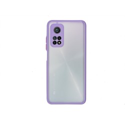 Husa SILKASE pentru Xiami Mi 10T/ 10T Pro, protectie camera, plastic/cauciuc, transparent/violet