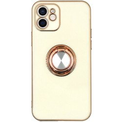 Husa SILKASE pentru iPhone 12, protectie camera, silicon alb/auriu Husa SILKASE pentru iPhone 12, protectie camera, silicon alb/auriu