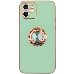 Husa SILKASE pentru iPhone 12, protectie camera, silicon menta/auriu Husa SILKASE pentru iPhone 12, protectie camera, silicon menta/auriu