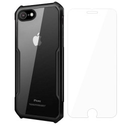 Husa SILKASE pentru Apple iPhone SE 3,SE 2,7,8 , camera protection, AntiGravity, AntiShock, negru/transparent
