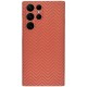 Husa fibra de carbon SILKASE pentru Samsung S22 Ultra, aramid kevlar, portocaliu (Telefoane Samsung, H1480) by www.silkase.ro