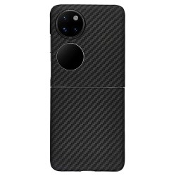 Husa fibra de carbon SILKASE pentru Huawei P50 Pocket, aramid kevlar, negru mat