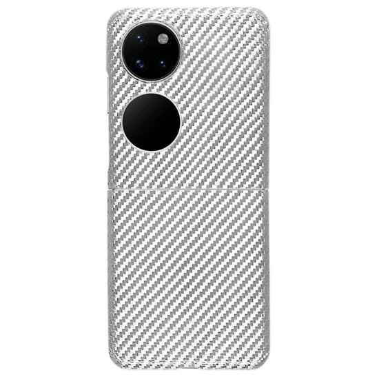 Husa fibra de carbon SILKASE pentru Huawei P50 Pocket, aramid kevlar, argintiu (SILKASE, Accesorii Huawei) by www.silkase.ro Husa fibra de carbon SILKASE pentru Huawei P50 Pocket, aramid kevlar, argintiu (P50 Pocket, H1506) by www.silkase.ro