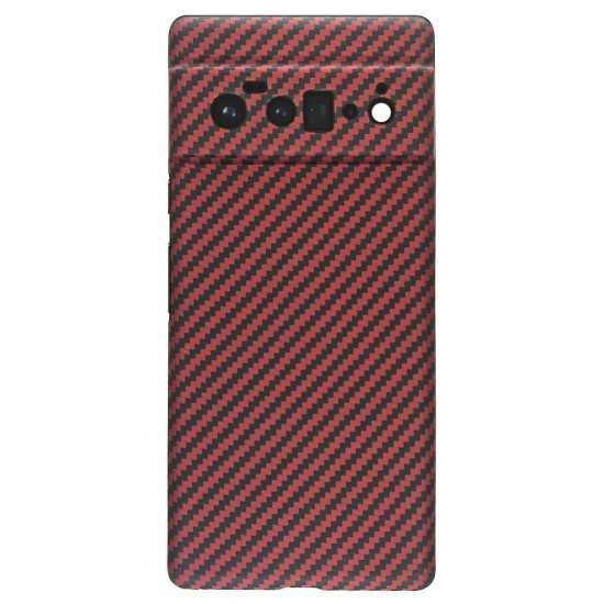Husa fibra de carbon SILKASE pentru Google Pixel 6 Pro, protectie camera, aramid kevlar, rosu (Telefoane Google, H1507) by www.silkase.ro