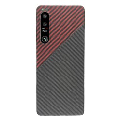Husa fibra de carbon SILKASE pentru Sony Xperia 1 IV, aramid kevlar, rosu/negru Husa fibra de carbon SILKASE pentru Sony Xperia 1 IV, aramid kevlar, rosu/negru
