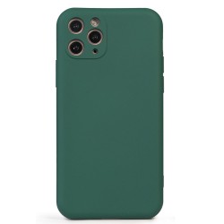Husa compatibila cu iPhone 12 Mini, SILKASE, culoare verde inchis, soft silicone