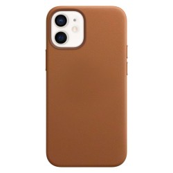 Husa compatibila cu Apple iPhone 12 Mini, SILKASE, piele, culoare maro Husa compatibila cu Apple iPhone 12 Mini, SILKASE, piele, culoare maro