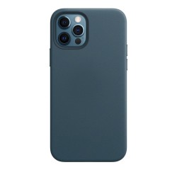 Husa piele compatibila cu Apple iPhone 12 Pro Max, SILKASE, culoare albastru