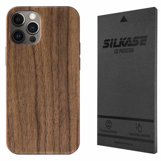 Husa SILKASE Wood pentru iPhone 12/12 Pro, Hybrid silicon/lemn inchis (SILKASE, iPhone 12) by www.silkase.ro Husa SILKASE Wood pentru iPhone 12/12 Pro, Hybrid silicon/lemn inchis (iPhone 12, H0739) by www.silkase.ro