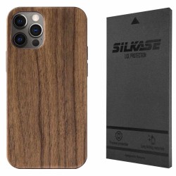 Husa SILKASE Wood pentru iPhone 12 Pro Max Hybrid silicon/lemn inchis Husa SILKASE Wood pentru iPhone 12 Pro Max Hybrid silicon/lemn inchis