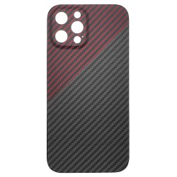 Husa fibra carbon SILKASE pentru iPhone 12 Pro, protectie camera, aramid kevlar, rosu Husa fibra carbon SILKASE pentru iPhone 12 Pro, protectie camera, aramid kevlar, rosu