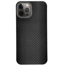 Husa fibra carbon SILKASE pentru iPhone 12 Pro, aramid kevlar, negru mat