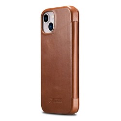 Husa flip iCarer, pentru Apple iPhone 13 Pro, din piele, tip carte cu clapeta curbata, Maro coniac Husa flip iCarer, pentru Apple iPhone 13 Pro, din piele, tip carte cu clapeta curbata, Maro coniac