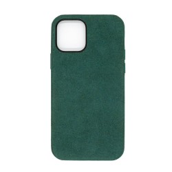 Husa compatibila cu Apple iPhone 12 Mini, SILKASE, alcantara, culoare verde inchis