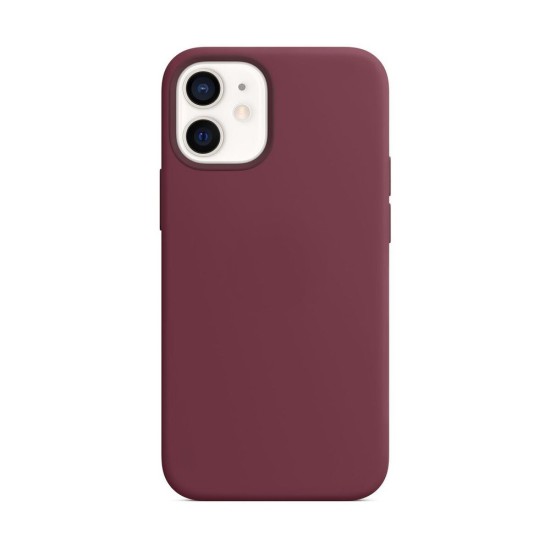 Husa compatibila cu Apple iPhone 12 Mini, SILKASE, magcase, culoare visinul, liquid silicon (iPhone 12 Mini, H0086) by www.silkase.ro