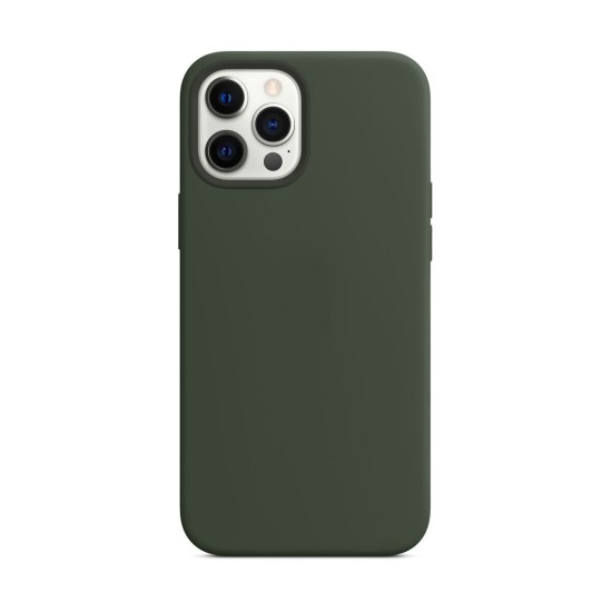 Husa compatibila cu Apple iPhone 12 Pro Max, SILKASE, magcase, culoare verde inchis, liquid silicon (iPhone 12 Pro Max, H0094) by www.silkase.ro