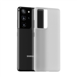 Husa 0.3mm Samsung Galaxy S21 Ultra, Matte SILKASE, culoare alb, plastic mat Husa 0.3mm Samsung Galaxy S21 Ultra, Matte SILKASE, culoare alb, plastic mat