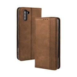 Husa flip cover Samsung Note 10, piele ecologica, maro
