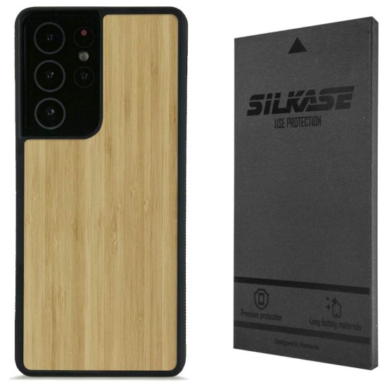 Husa SILKASE Wood pentru Samsung S21 Ultra, Hybrid silicon/lemn deschis (Telefoane Samsung, H0737) by www.silkase.ro