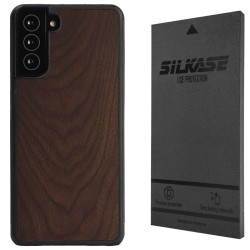 Husa SILKASE Wood pentru Samsung S21 Plus, Hybrid silicon/lemn inchis Husa SILKASE Wood pentru Samsung S21 Plus, Hybrid silicon/lemn inchis