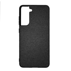 Husa SILKASE pentru Samsung S21 FE, fabric, culoare negru Husa SILKASE pentru Samsung S21 FE, fabric, culoare negru