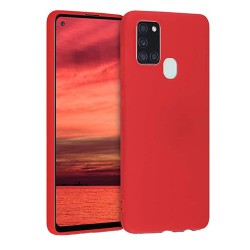 Husa compatibila cu Samsung A21s , SILKASE, culoare rosu, soft silicone