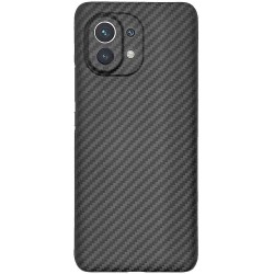 Husa fibra carbon SILKASE pentru Xiaomi Mi 11, aramid kevlar, negru Husa fibra carbon SILKASE pentru Xiaomi Mi 11, aramid kevlar, negru