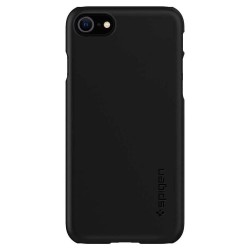 Husa Spigen Thin Fit pentru iPhone SE 2 (2020), Negru (Compatibila cu incarcarea prin inductie)
