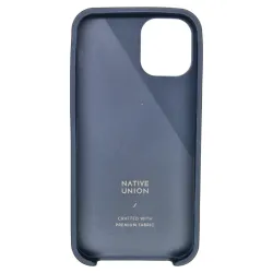 Husa telefon Native Union, Clic Canvas, compatibila iPhone 12 Mini, cu accente din tesatura Premium, compatibila incarcatoare wireless, indigo