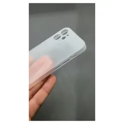 Husa 0.3mm Apple iPhone 12 Mini, SILKASE, subtire, culoare alb/transparent, plastic mat Husa 0.3mm Apple iPhone 12 Mini, SILKASE, subtire, culoare alb/transparent, plastic mat