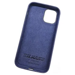 Husa compatibila cu Apple iPhone 12 Mini, SILKASE, alcantara, culoare albastru inchis Husa compatibila cu Apple iPhone 12 Mini, SILKASE, alcantara, culoare albastru inchis