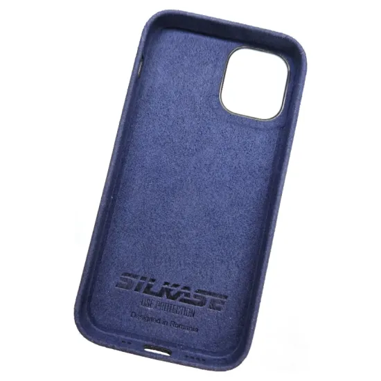 Husa compatibila cu Apple iPhone 12 Mini, SILKASE, alcantara, culoare albastru inchis (iPhone 12 Mini, H0076) by www.silkase.ro