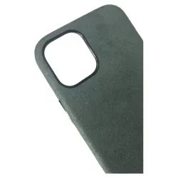 Husa compatibila cu Apple iPhone 12 Mini, SILKASE, alcantara, culoare verde inchis