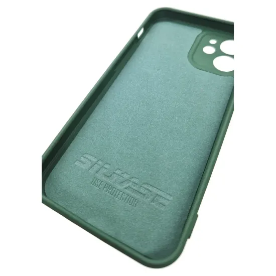 Husa compatibila cu iPhone 12 Mini, SILKASE, culoare verde inchis, soft silicone (iPhone 12 Mini, H0523) by www.silkase.ro