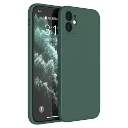 Husa compatibila cu iPhone 12 Mini, SILKASE, culoare verde inchis, soft silicone