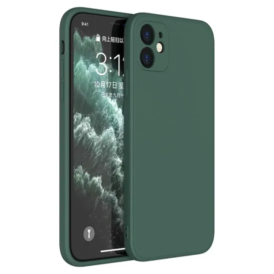 Husa compatibila cu iPhone 12 Mini, SILKASE, culoare verde inchis, soft silicone (iPhone 12 Mini, H0523) by www.silkase.ro