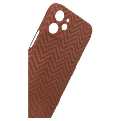 Husa fibra carbon SILKASE pentru iPhone 12 Mini, protectie camera, aramid kevlar, portocaliu