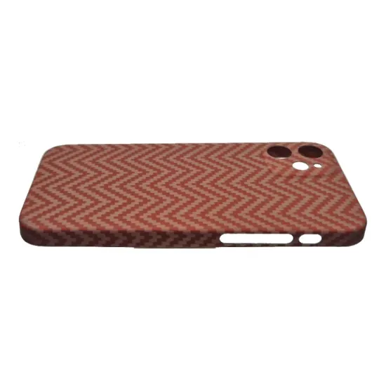Husa fibra carbon SILKASE pentru iPhone 12 Mini, protectie camera, aramid kevlar, portocaliu (iPhone 12 Mini, H0971) by www.silkase.ro