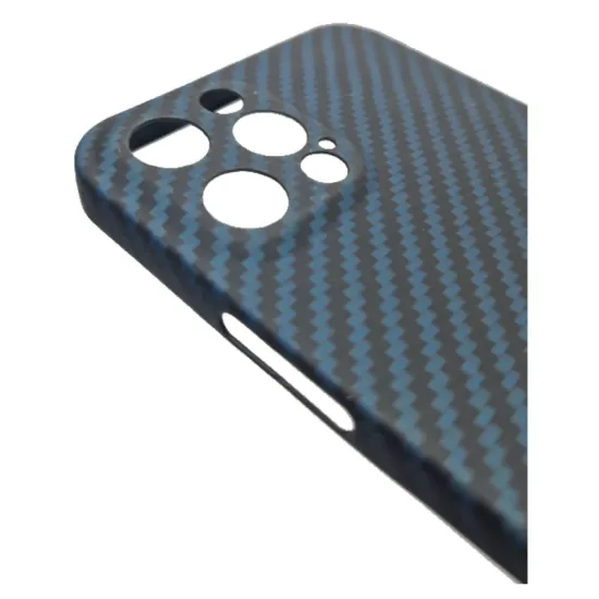 Husa fibra carbon SILKASE pentru iPhone 12 Pro, protectie camera, aramid kevlar, pacific blue (iPhone 12 Pro, H0977) by www.silkase.ro