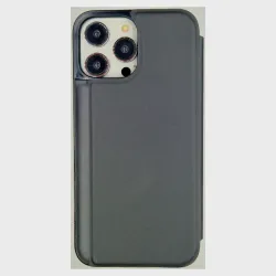 Husa Flip SILKASE pentru Apple iPhone 13 Pro Max, clear view, culoare negru