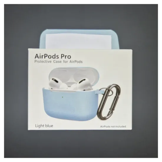 Husa Airpods Pro, culoare albastru deschis, soft silicon (Pro, H1068) by www.silkase.ro