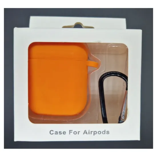 Husa Airpods, culoare portocaliu, soft silicon (2, H1077) by www.silkase.ro
