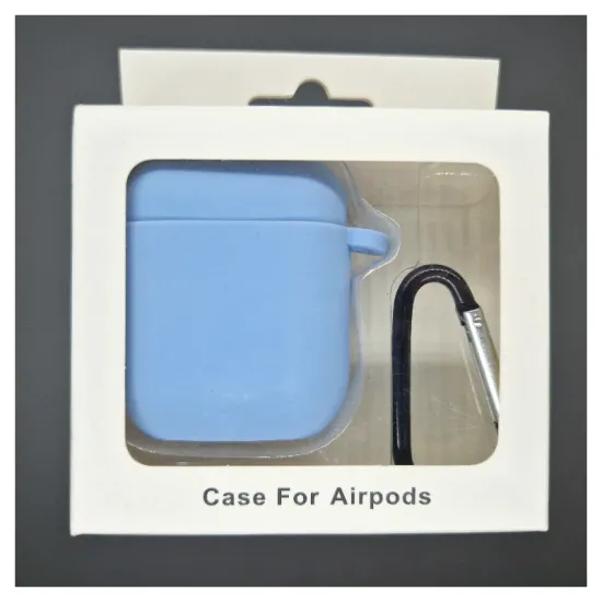 Husa Airpods, culoare albastru deschis, soft silicon (2, H1078) by www.silkase.ro